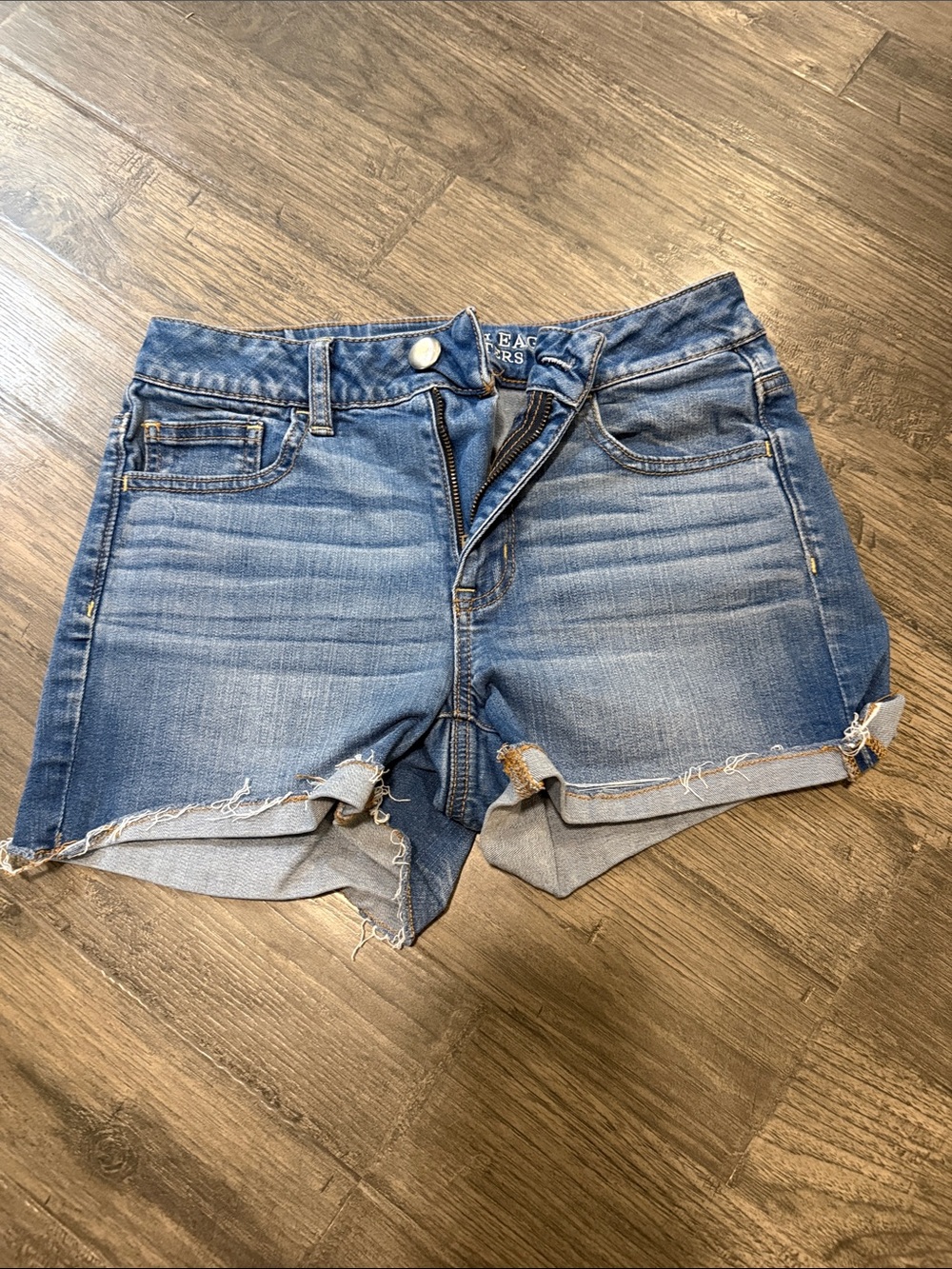 American Eagle Outfitters Blue Rolled Hem Denim Shorts